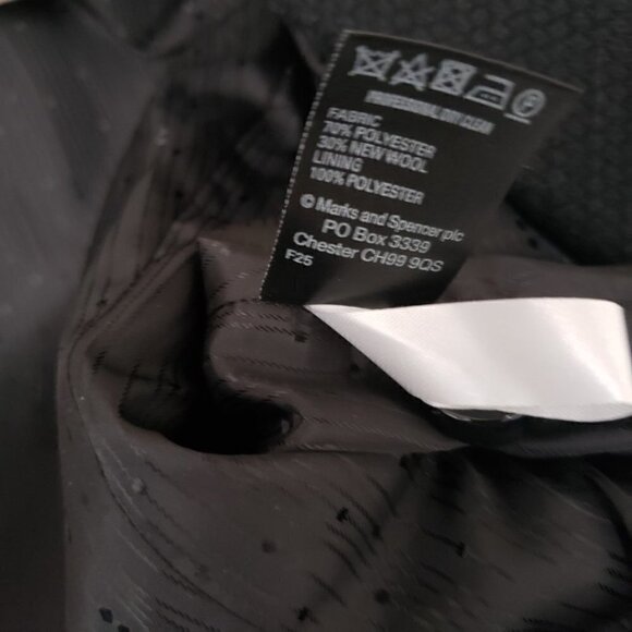 NWT Marks & Spencer Black Wool Blend Tweed Suit Blazer - Picture 10 of 11